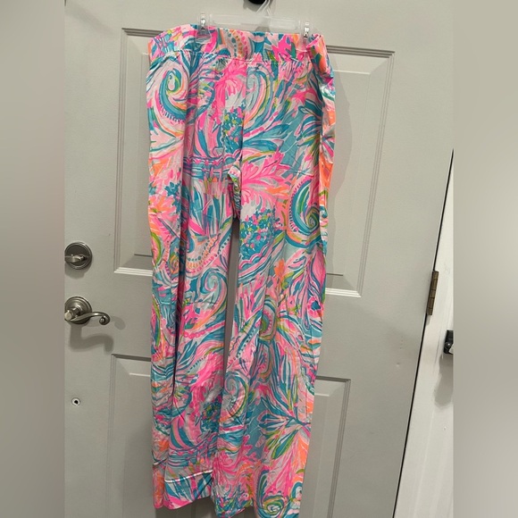 Lilly Pulitzer Bal Harbour Mid-Rise Palazzo Pants Multi Carnivale Coral sz XL - Picture 4 of 7